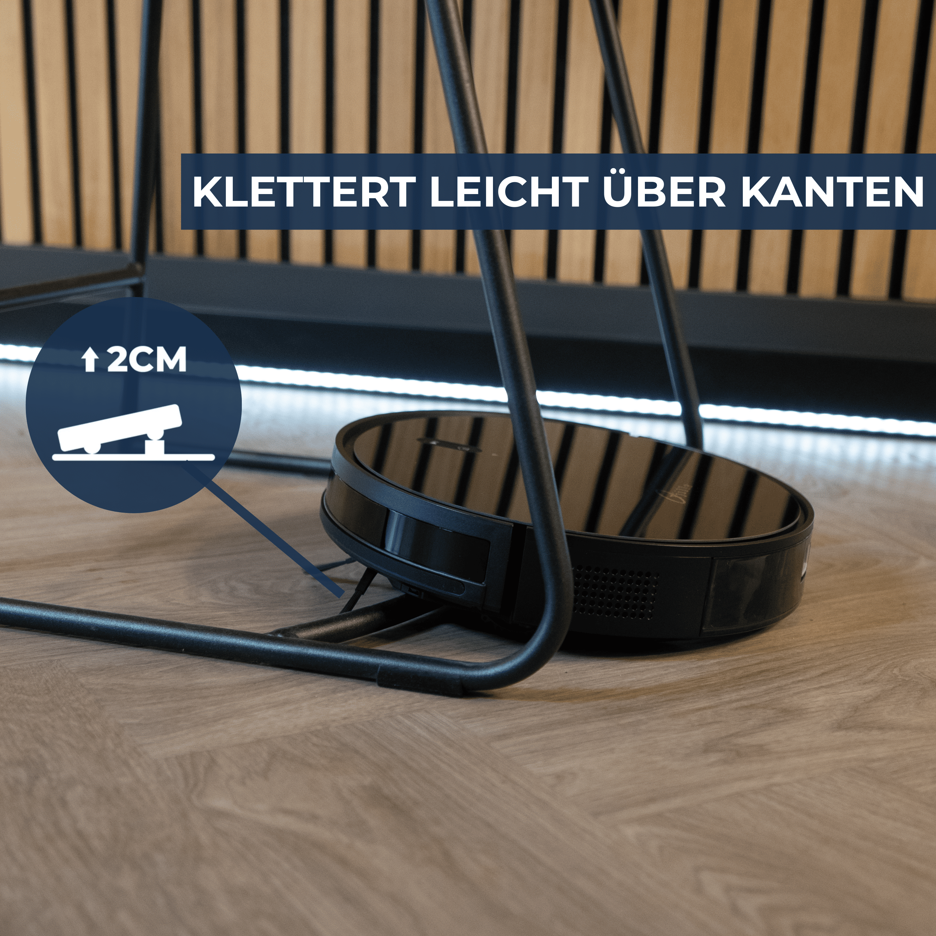 Saugroboter mit Wischfunktion klettert leicht über Kanten