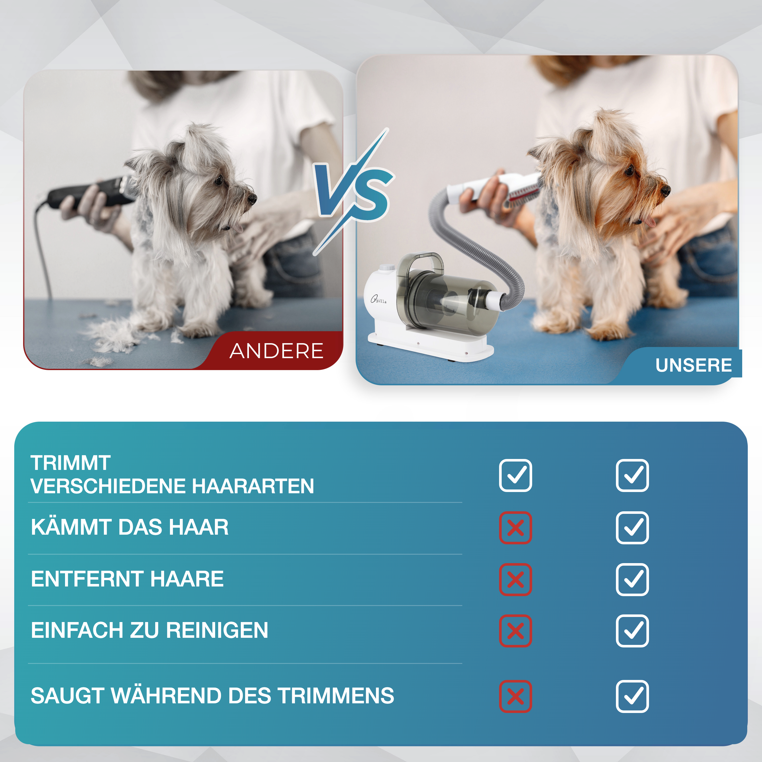 TJILLA vs. Tiertrimmer – Vergleich der Vorteile und Unterschiede für die professionelle Fellpflege von Hunden und Katzen