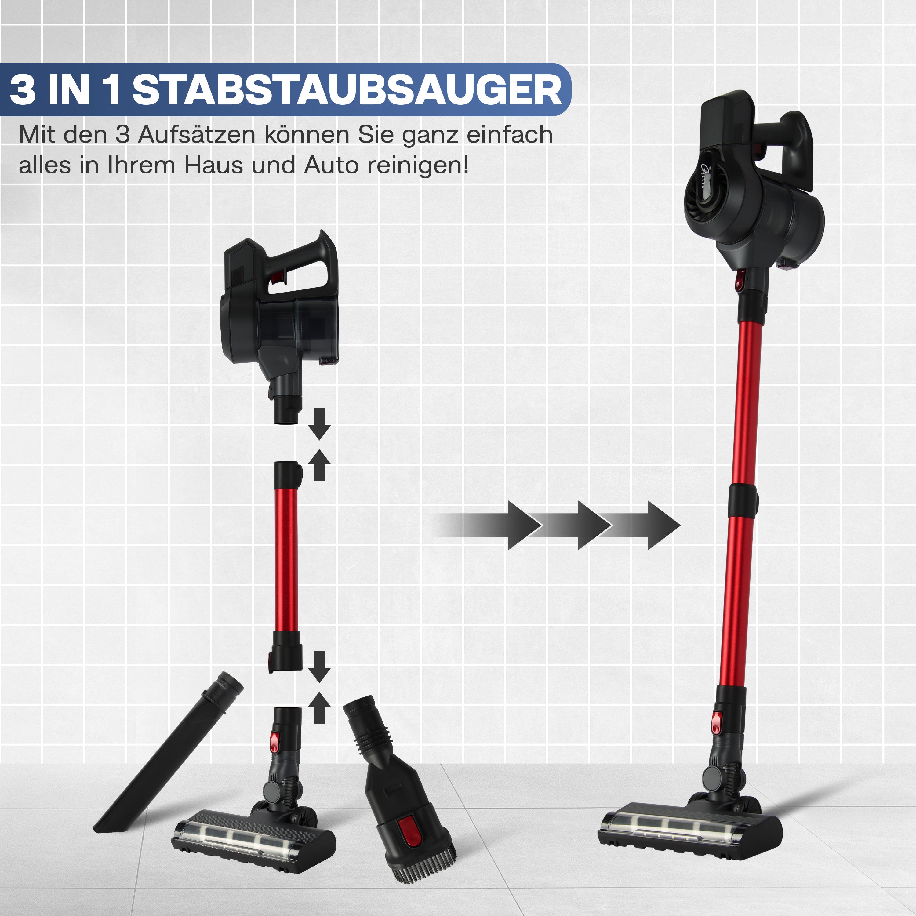 Tjilla S100 Höhenverstellbarer Stabstaubsauger